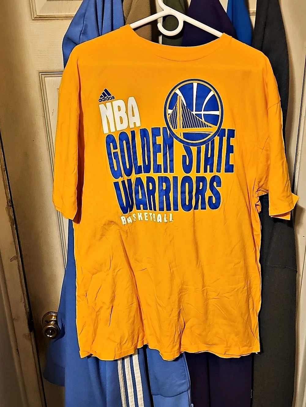 adidas Golden State Warriors NBA basketball tee Orange & Blue Graphic Tee Like